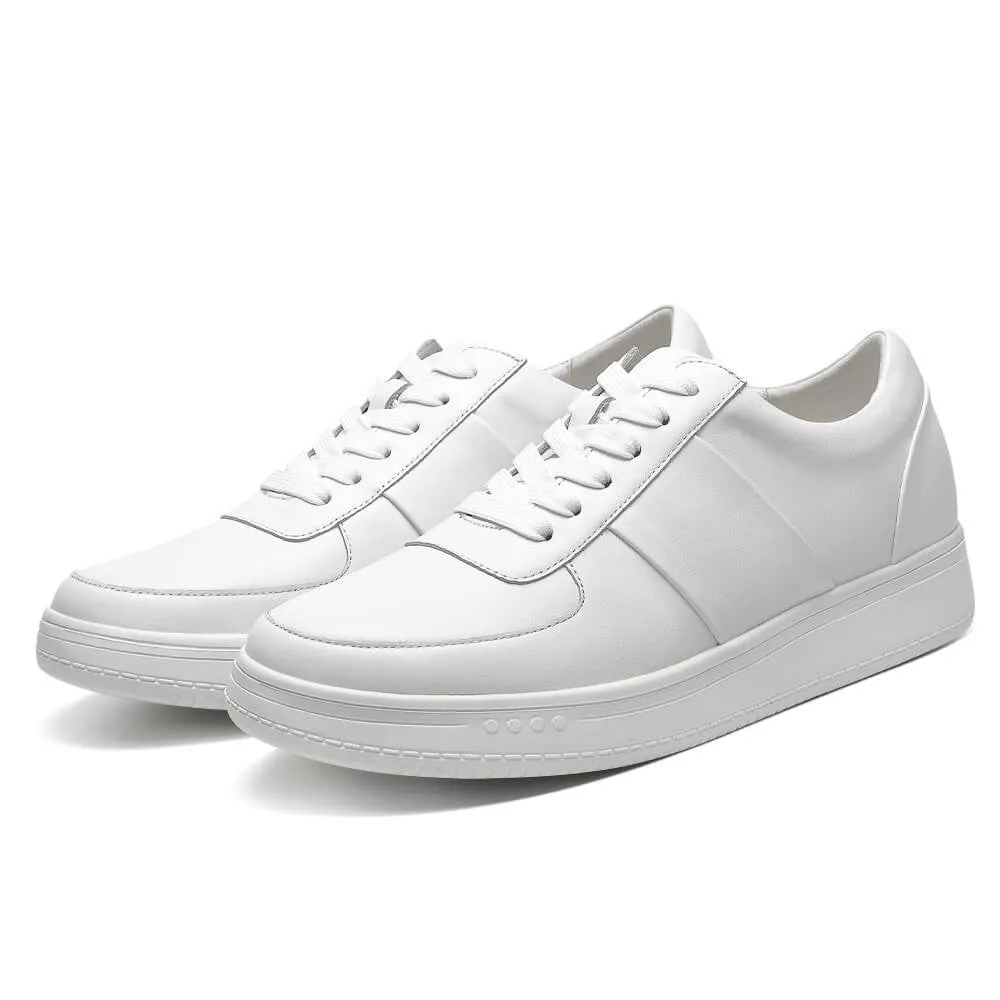 6 CM/2.36 Inches CMR CHAMARIPA CMR CHAMARIPA Men's Casual Elevator Shoes - White Cowhide Leather Sneakers