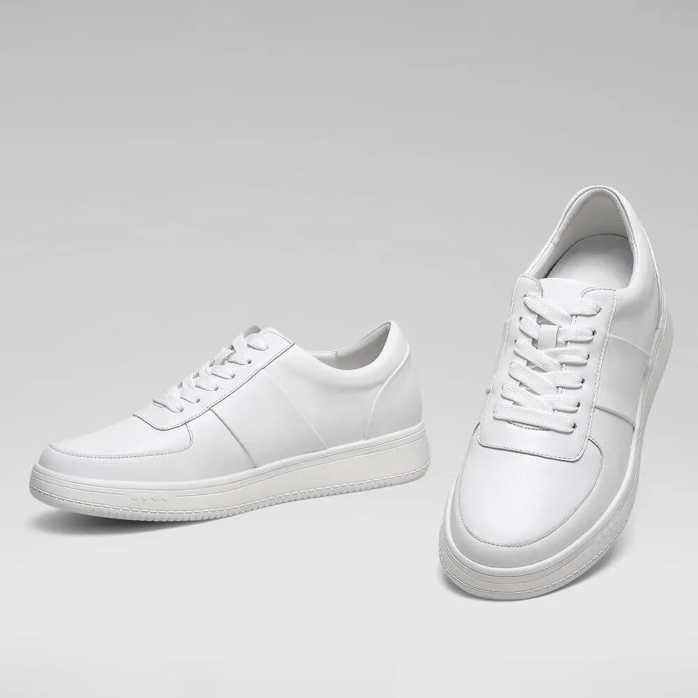 6 CM/2.36 Inches CMR CHAMARIPA CMR CHAMARIPA Men's Casual Elevator Shoes - White Cowhide Leather Sneakers