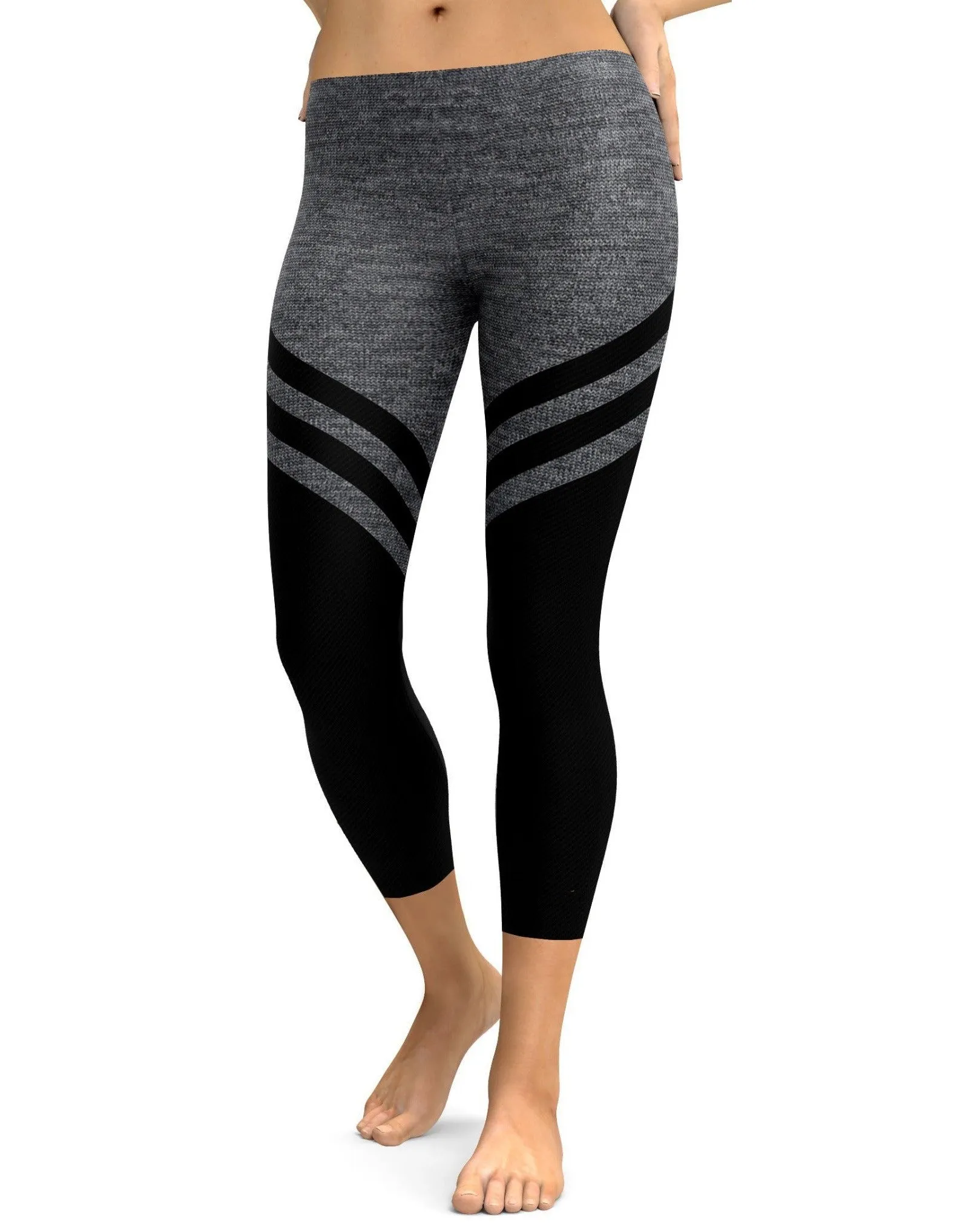 Black & Faux Heathered Stocking Capris