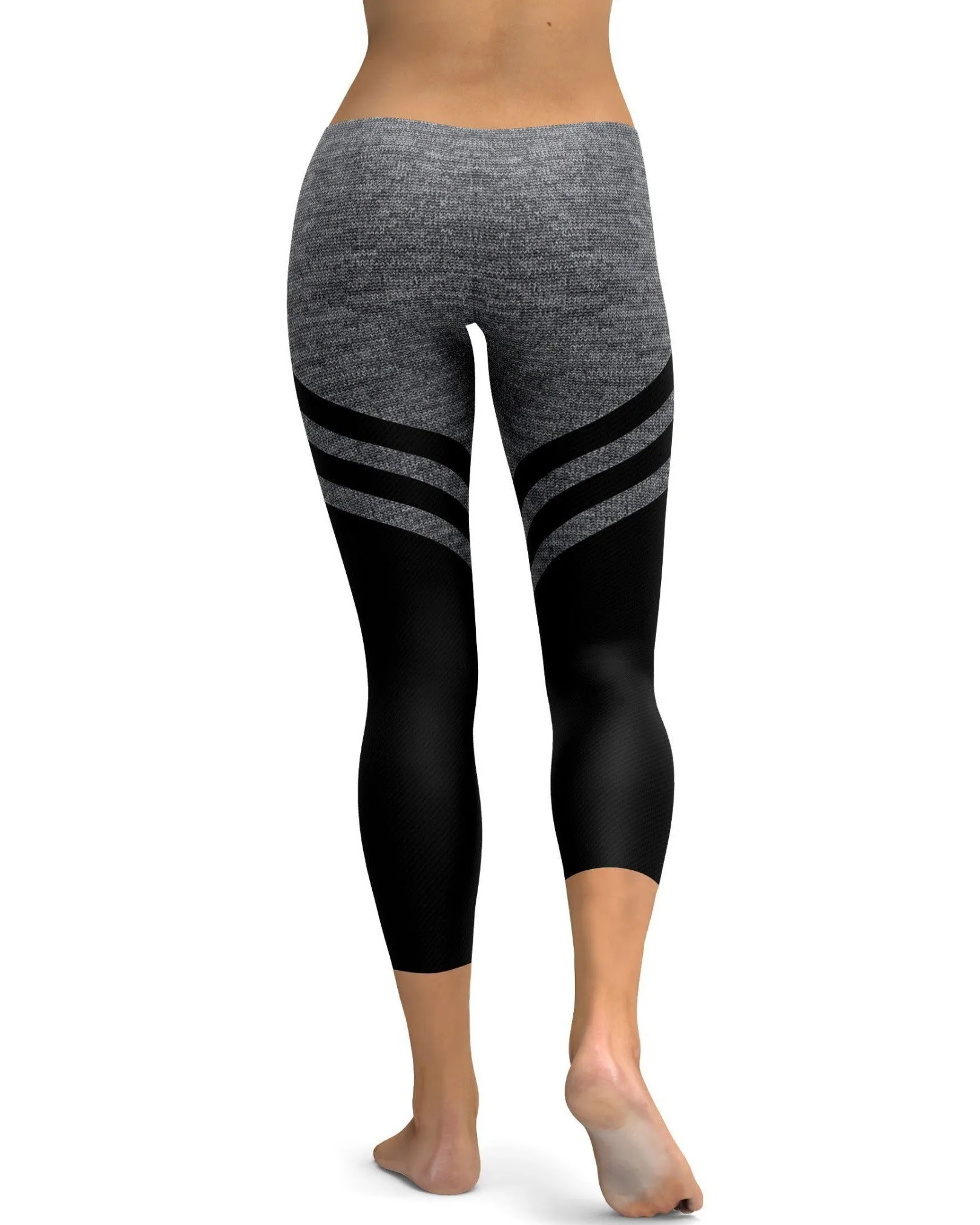 Black & Faux Heathered Stocking Capris