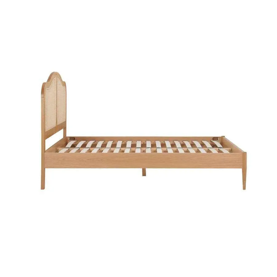 Double Rattan Bed - Leonie Oak Wood Bed Frame