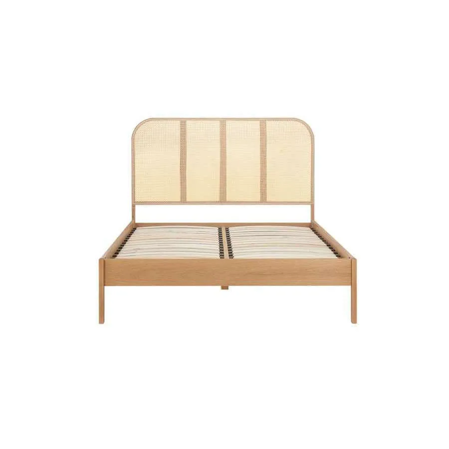 Double Rattan Bed - Margot Oak Wood Bed Frame