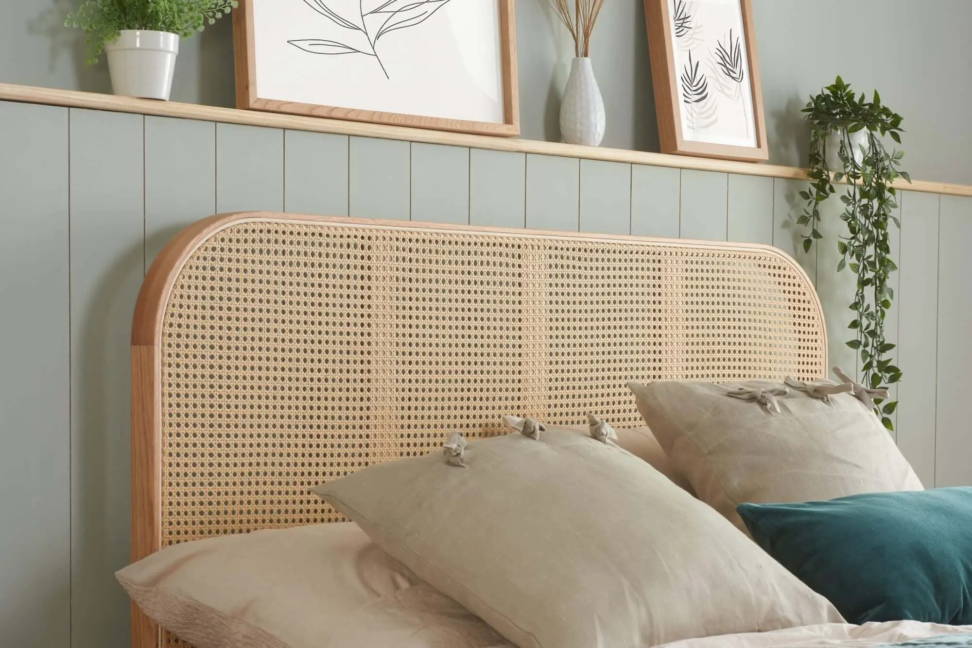 Double Rattan Bed - Margot Oak Wood Bed Frame
