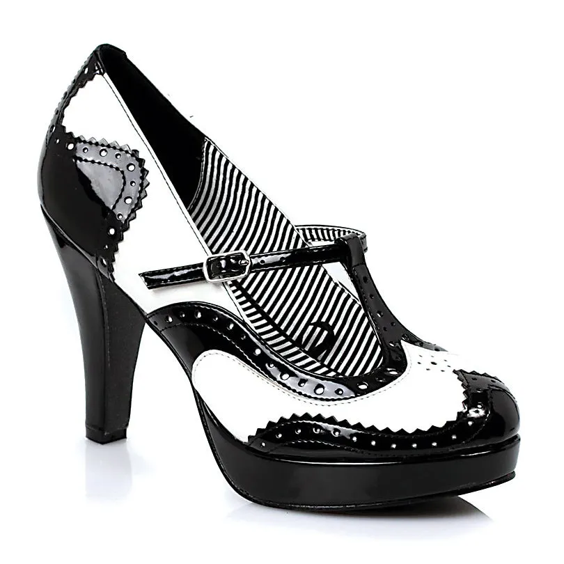 High Heel Oxford Toe Pump with Strap