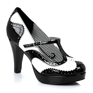 High Heel Oxford Toe Pump with Strap