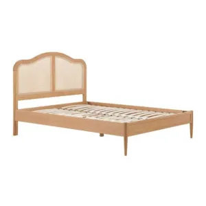 King Size Rattan Bed - Leonie Natural Oak Wood Bed Frame