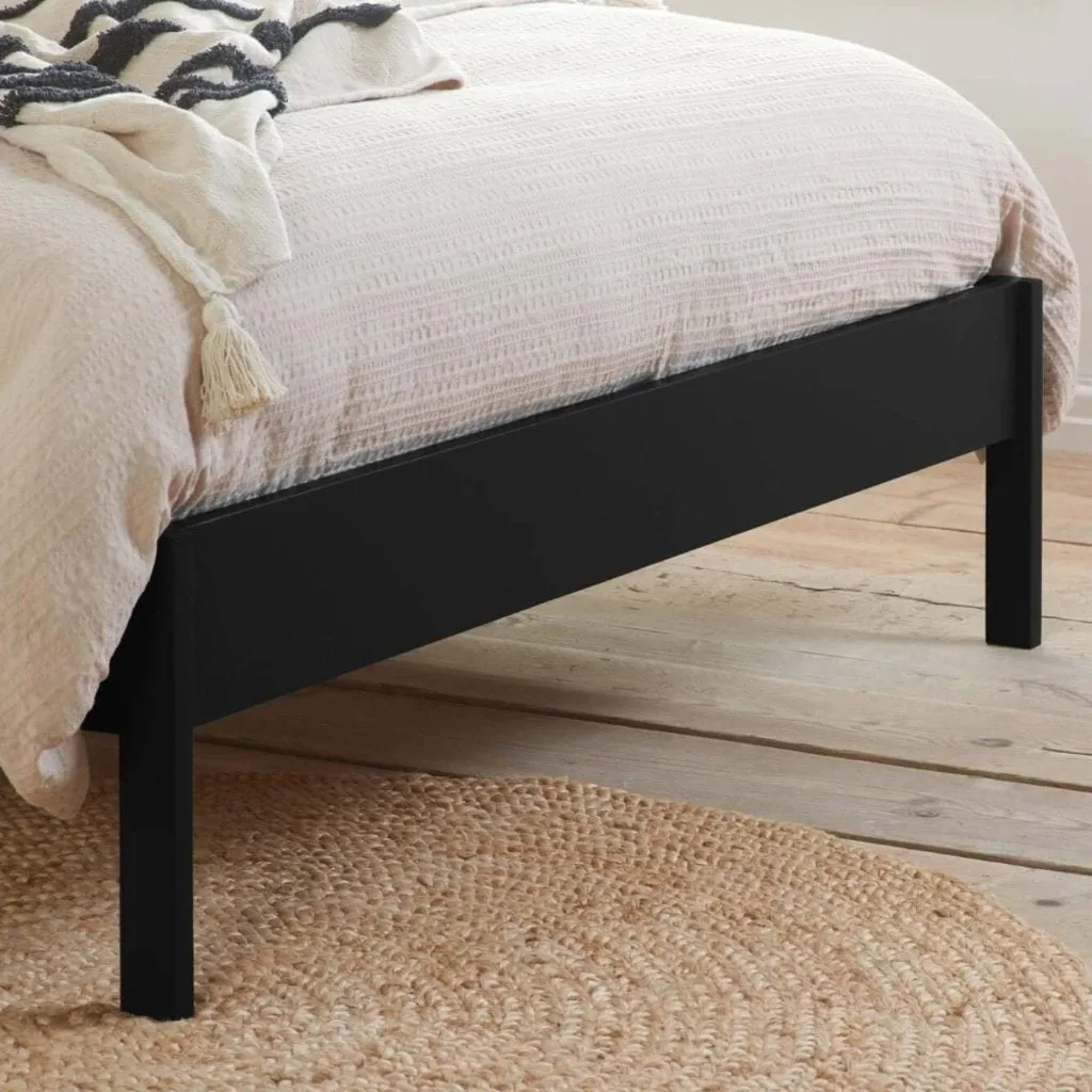King Size Rattan Bed - Margot Oak Wood Bed Frame - Black