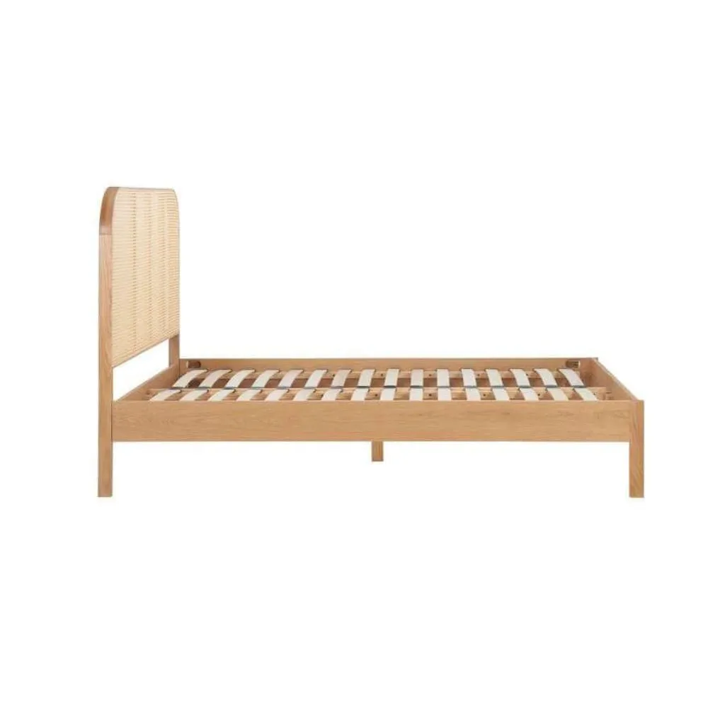 King Size Rattan Bed - Margot Oak Wood Bed Frame