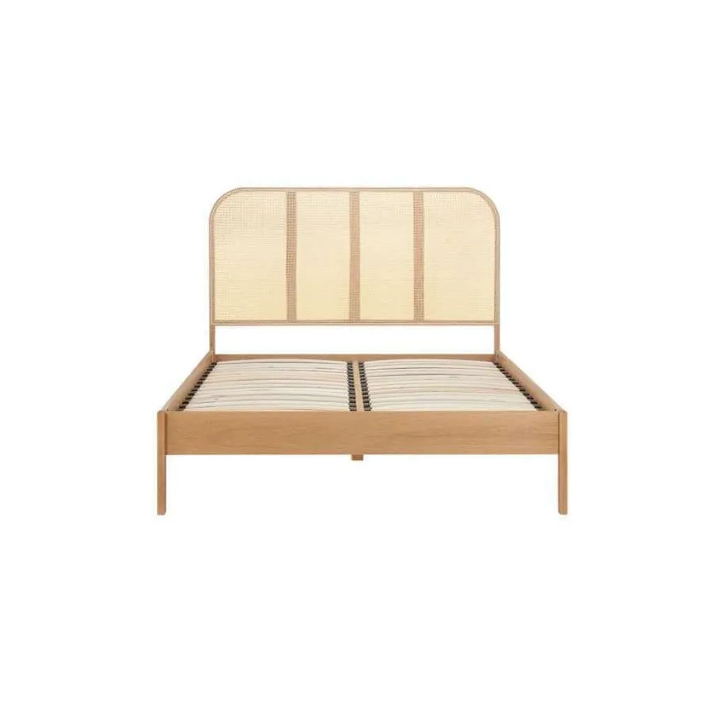 King Size Rattan Bed - Margot Oak Wood Bed Frame