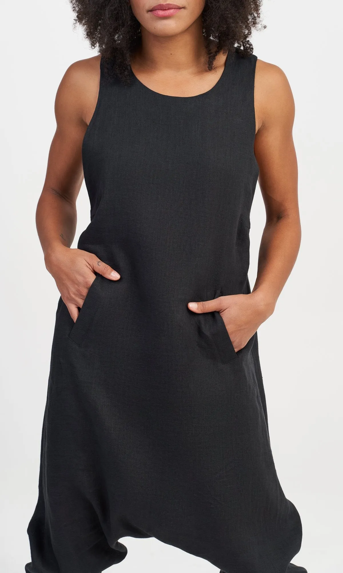 Linen Drop Crotch Jumpsuit