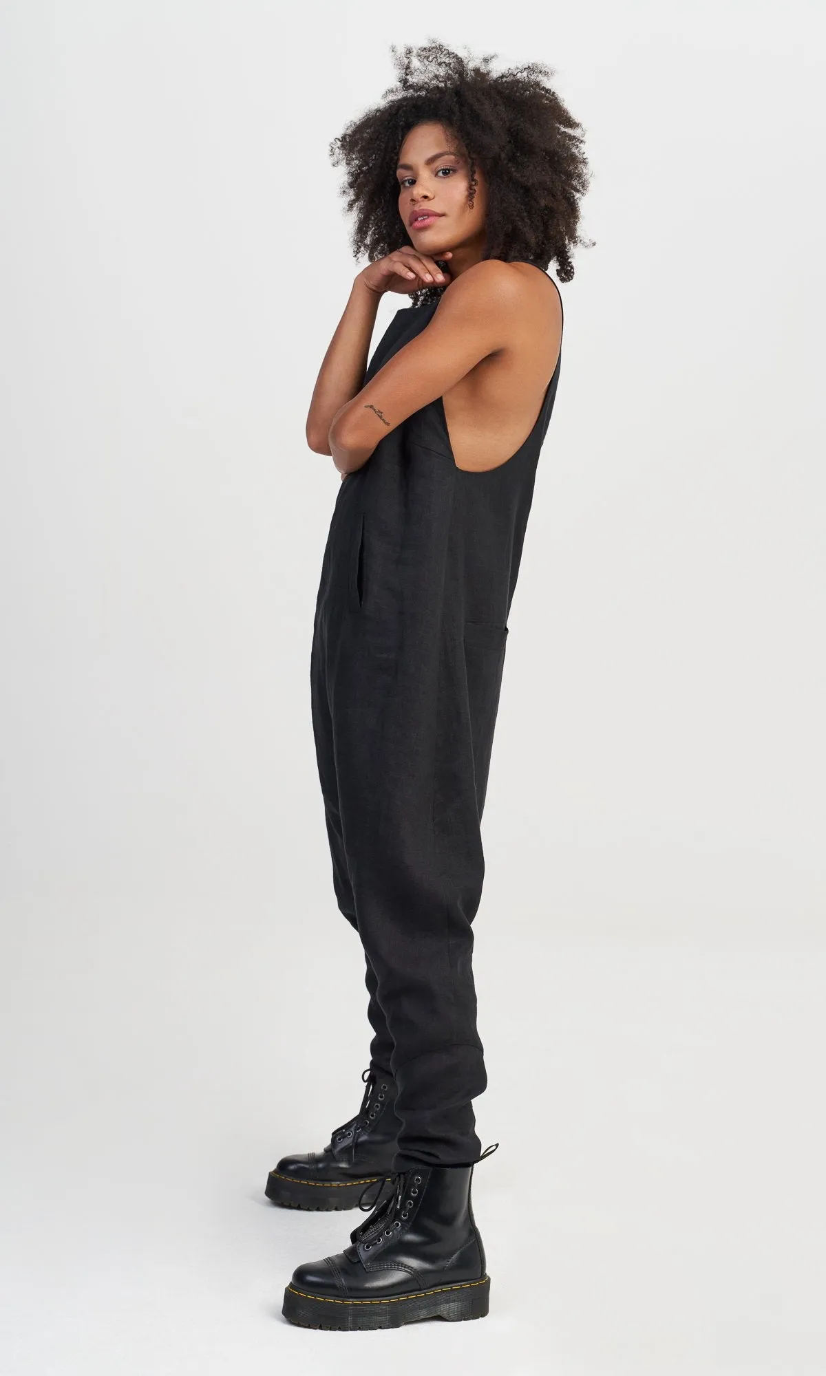 Linen Drop Crotch Jumpsuit