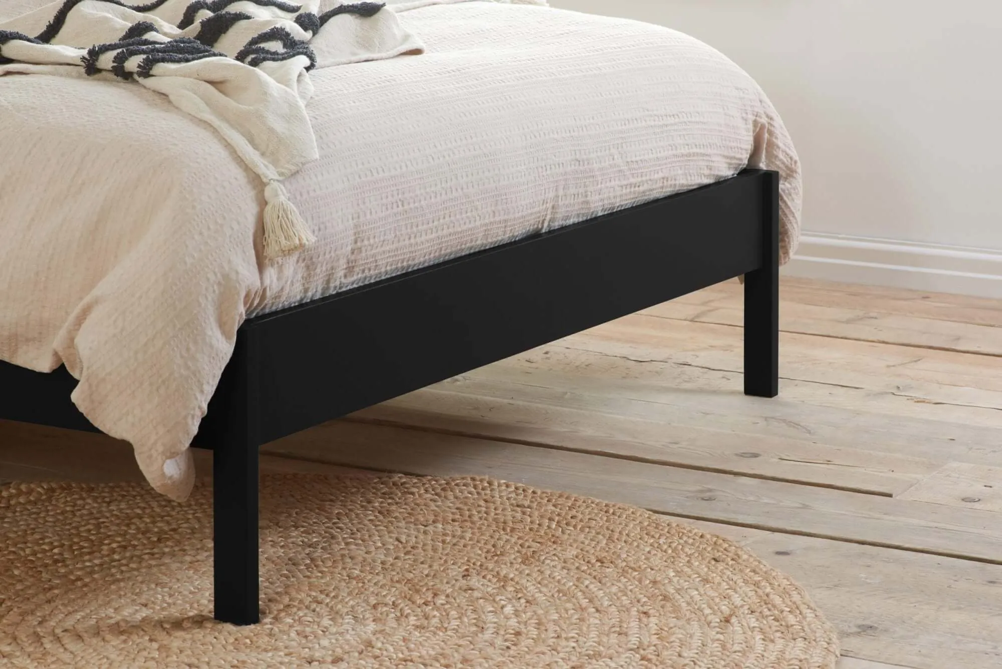 Margot Double Rattan Bed- Black Oak Wood Bed Frame