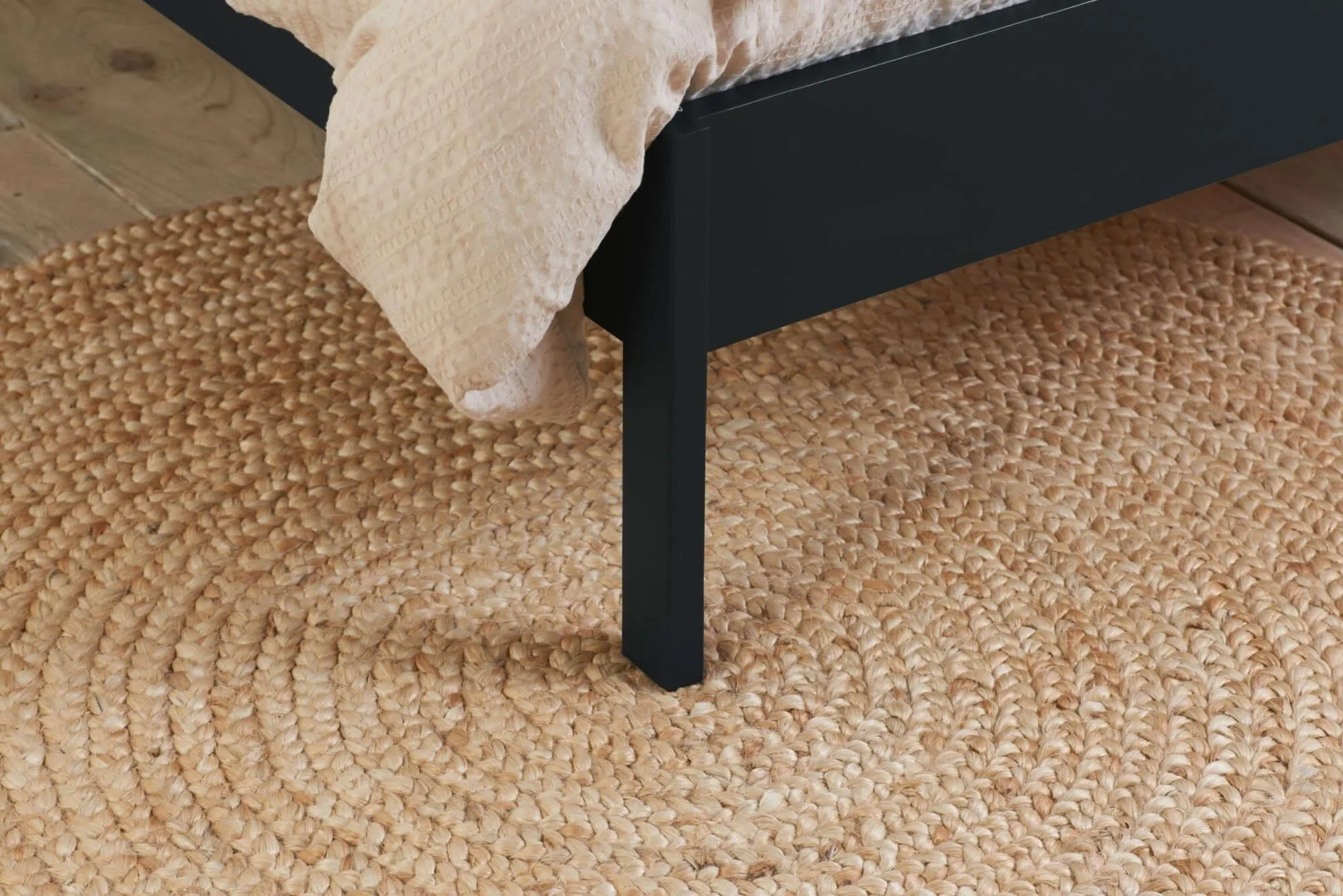 Margot Double Rattan Bed- Black Oak Wood Bed Frame