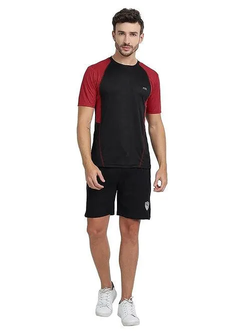 Men's Bi-Color  Dri-FIT Workout T-Shirts (Black/ Red)