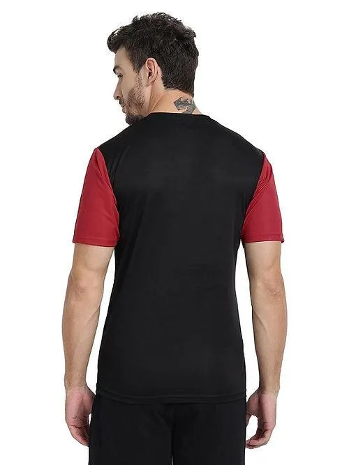 Men's Bi-Color  Dri-FIT Workout T-Shirts (Black/ Red)
