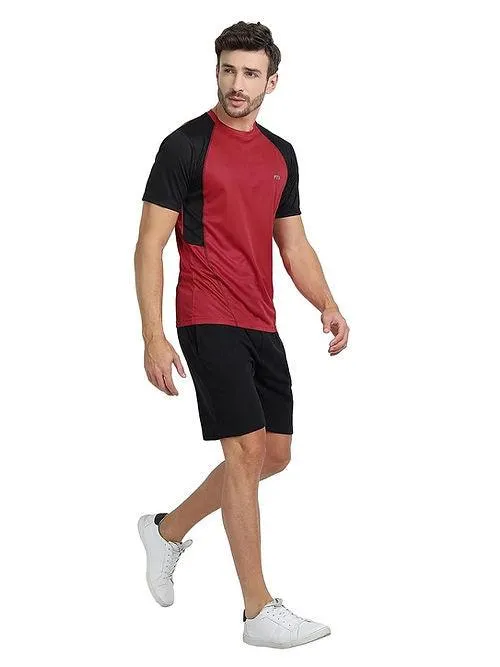 Men's Bi-Color  Dri-FIT Workout T-Shirts (Black/ Red)