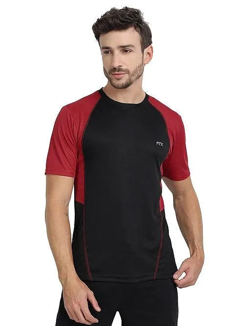 Men's Bi-Color  Dri-FIT Workout T-Shirts (Black/ Red)