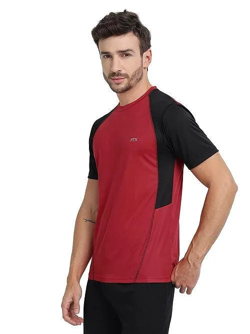 Men's Bi-Color  Dri-FIT Workout T-Shirts (Black/ Red)