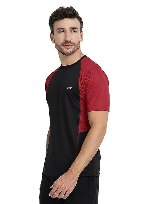 Men's Bi-Color  Dri-FIT Workout T-Shirts (Black/ Red)