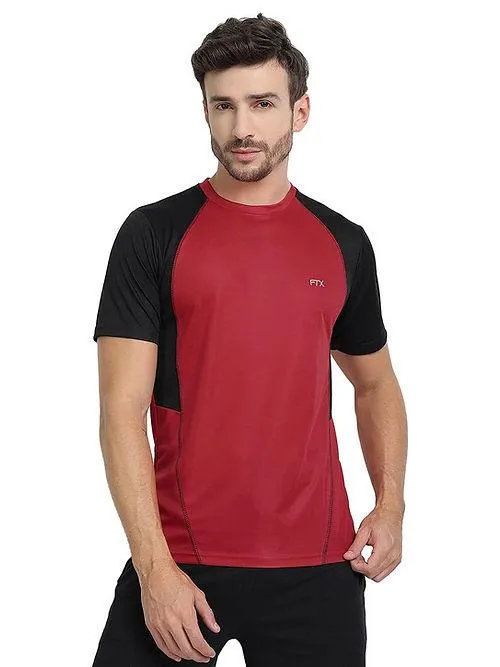 Men's Bi-Color  Dri-FIT Workout T-Shirts (Black/ Red)