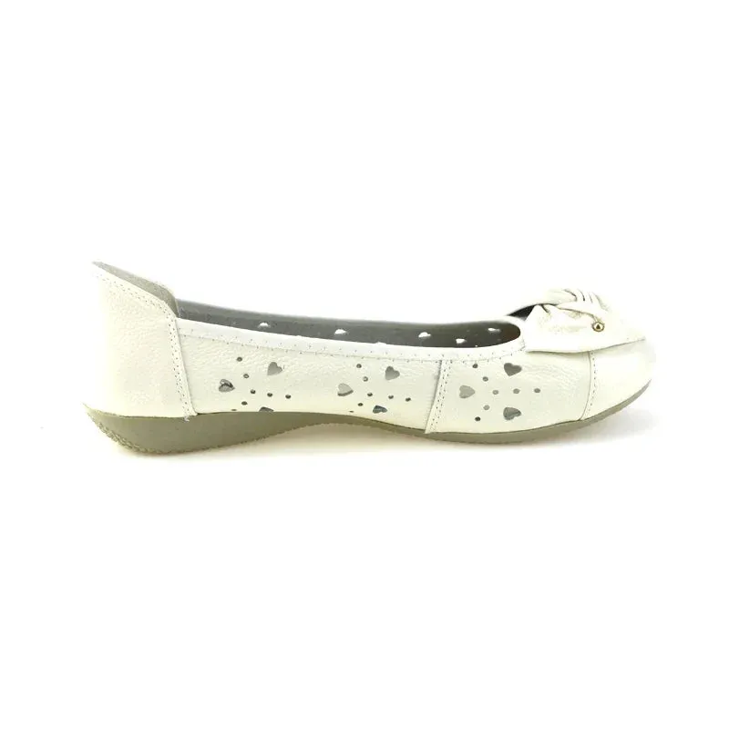 Merendy Dogon Pointed Toe Leather minimalist white orange ballet flats