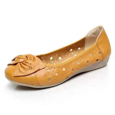 Merendy Dogon Pointed Toe Leather minimalist white orange ballet flats