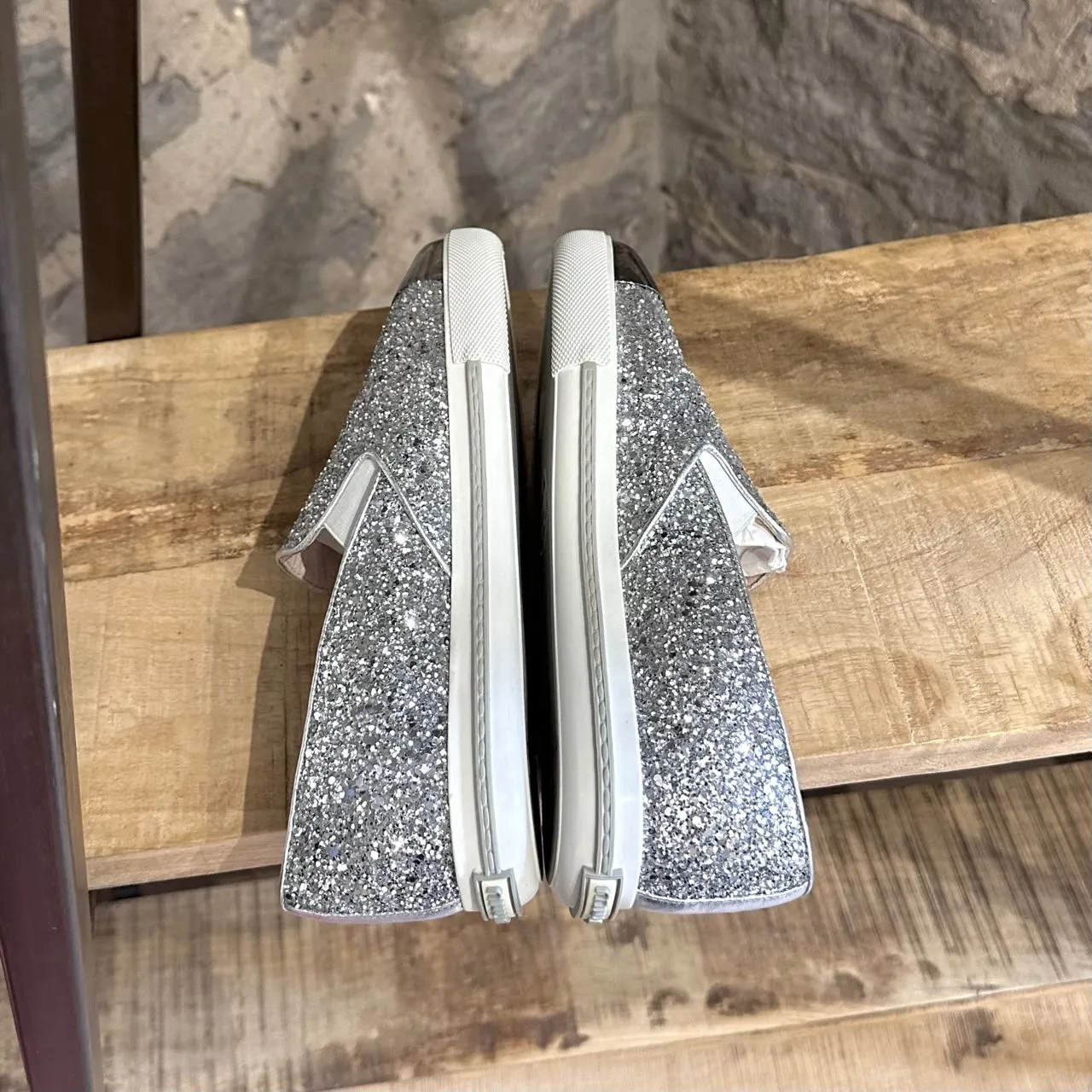 Miu Miu Silver Glitter Pointy Sneakers