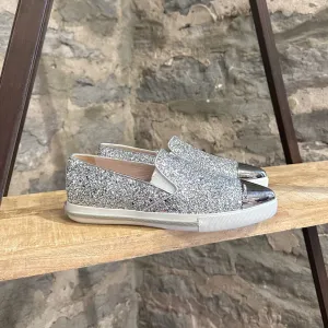 Miu Miu Silver Glitter Pointy Sneakers