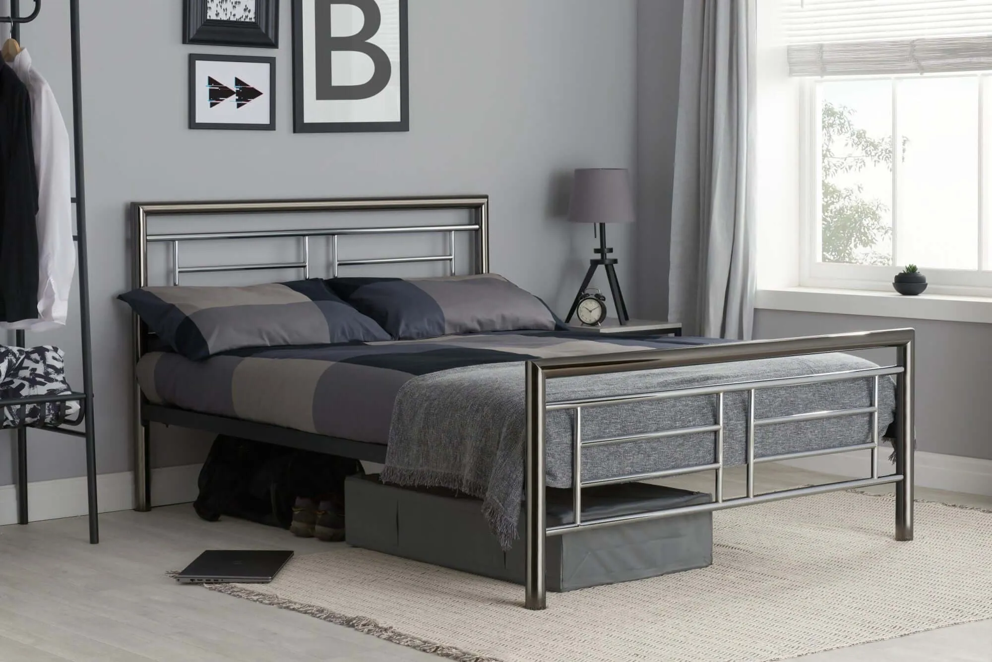 Montana Double Bed- Silver Steel Bed Frame