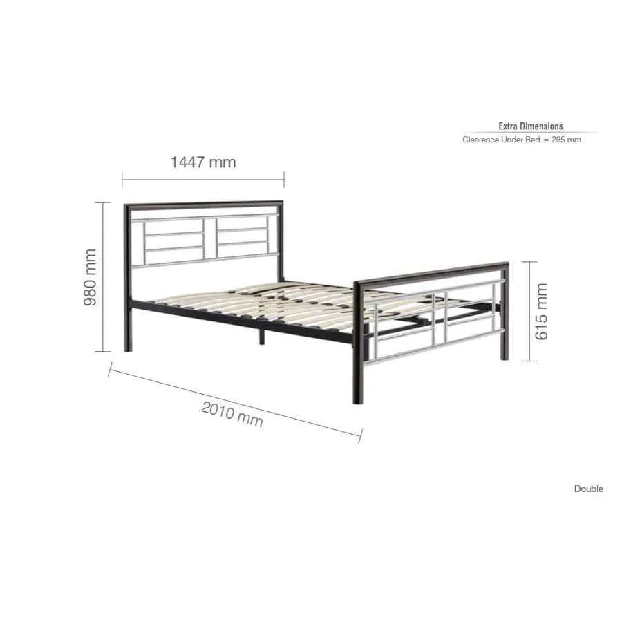 Montana Double Bed- Silver Steel Bed Frame