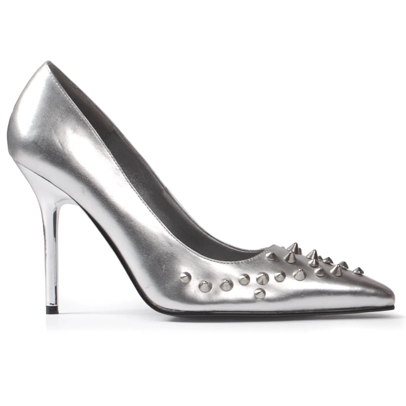 Silver Studded Pointy Toe Pump