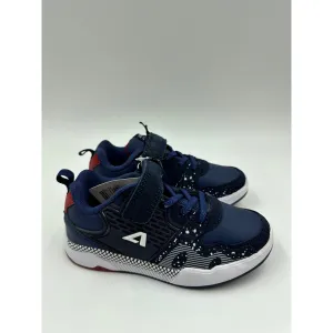 Small Kid Size 10, Blue Sneaker with Straps, White and Black Design on Trim