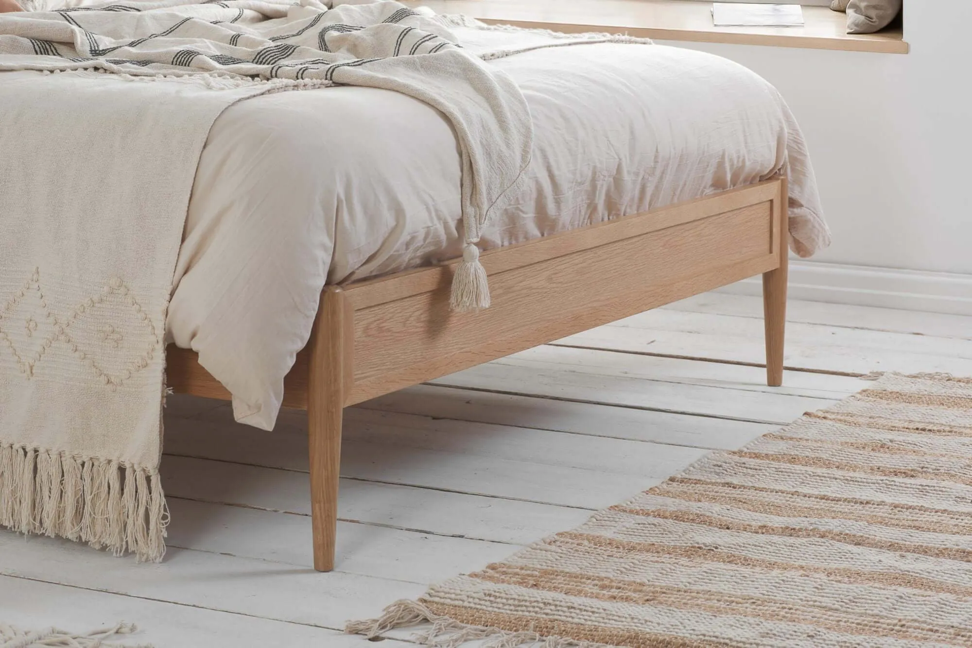 Super King Rattan Bed - Leonie Oak Wood Bed Frame
