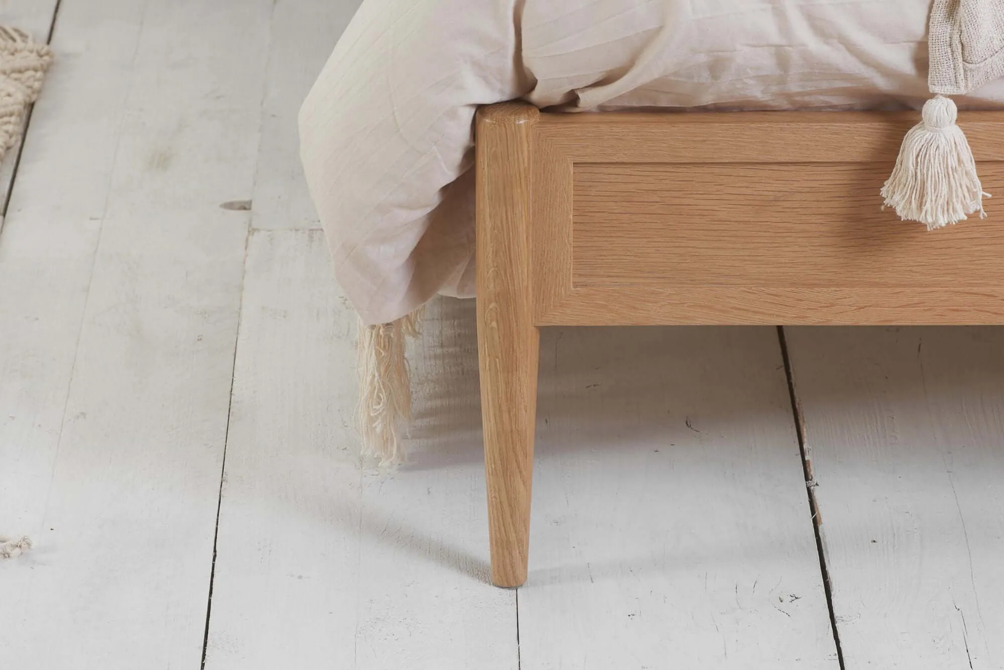 Super King Rattan Bed - Leonie Oak Wood Bed Frame