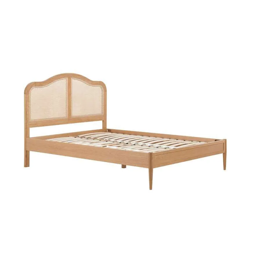 Super King Rattan Bed - Leonie Oak Wood Bed Frame