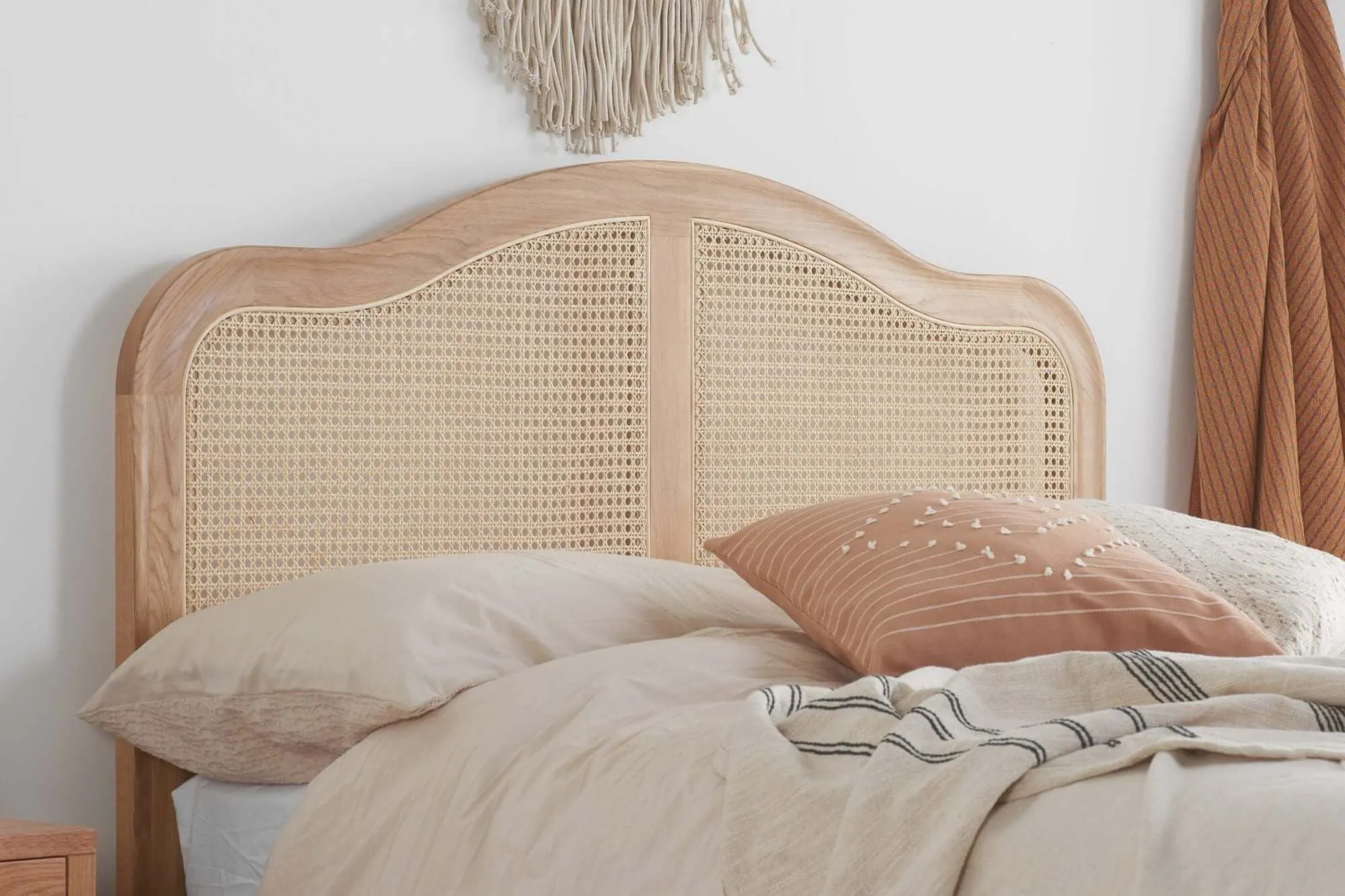 Super King Rattan Bed - Leonie Oak Wood Bed Frame
