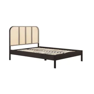 Super King Rattan Bed- Margot Black Oak Wood Bed Frame