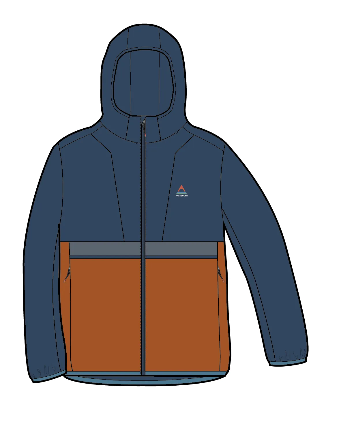Viento Recycled Windshell Jacket - Dark Denim/Sunset Orange