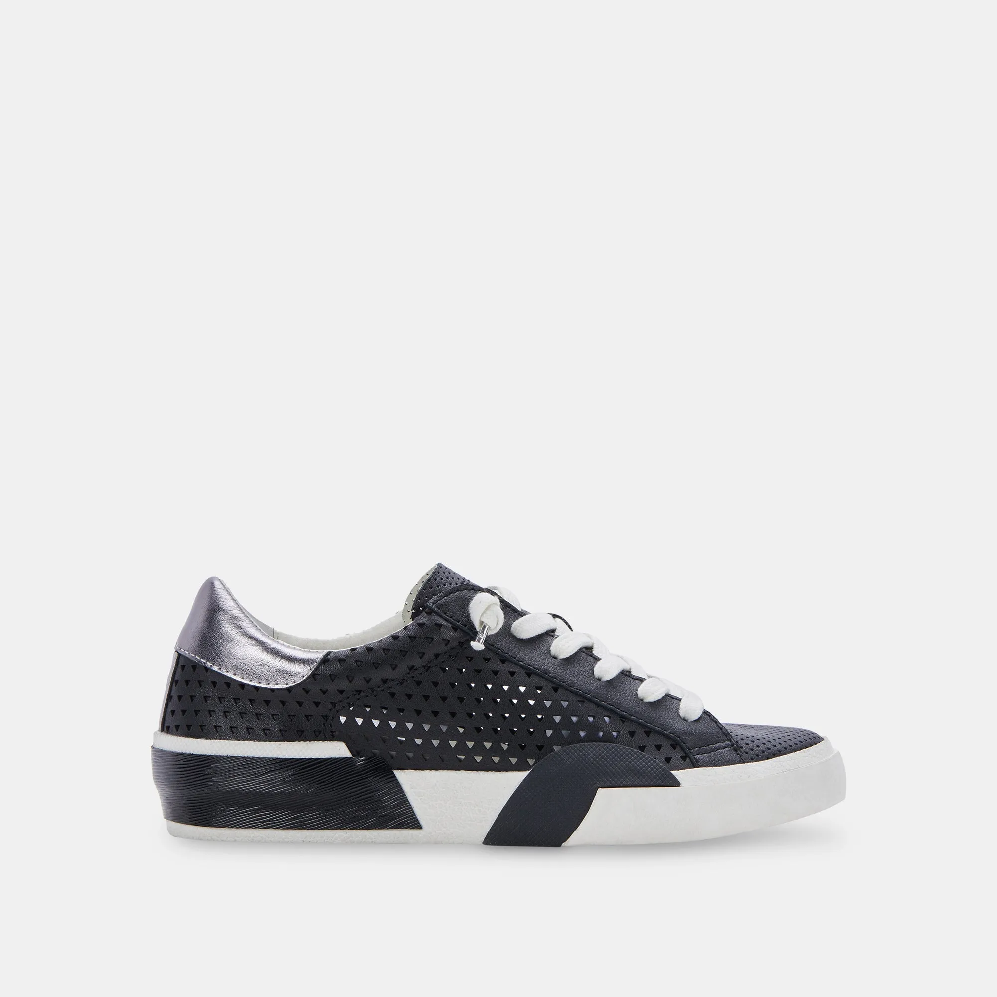 ZINA PERFORATED SNEAKERS BLACK PERFORATED LEATHER - re:vita