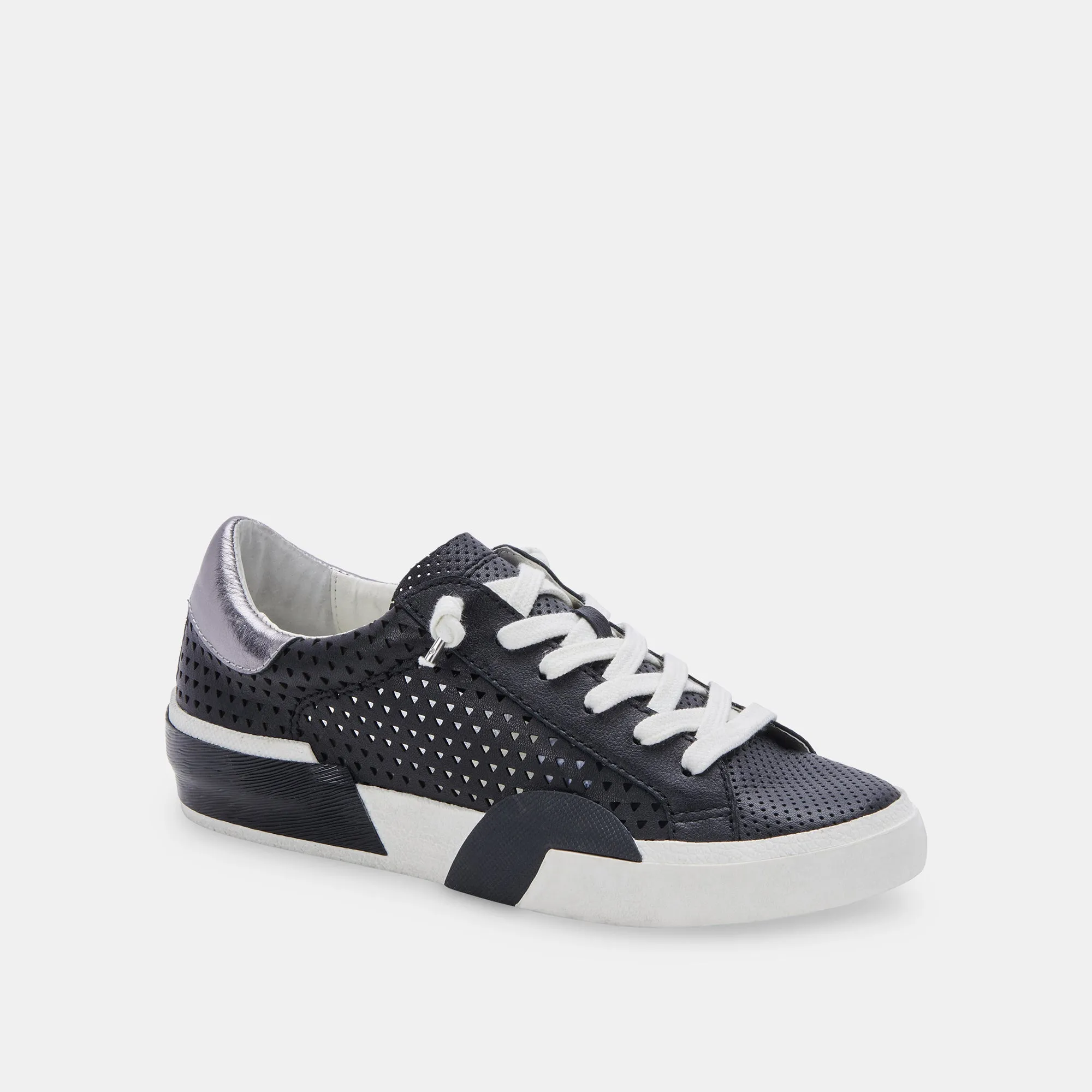 ZINA PERFORATED SNEAKERS BLACK PERFORATED LEATHER - re:vita