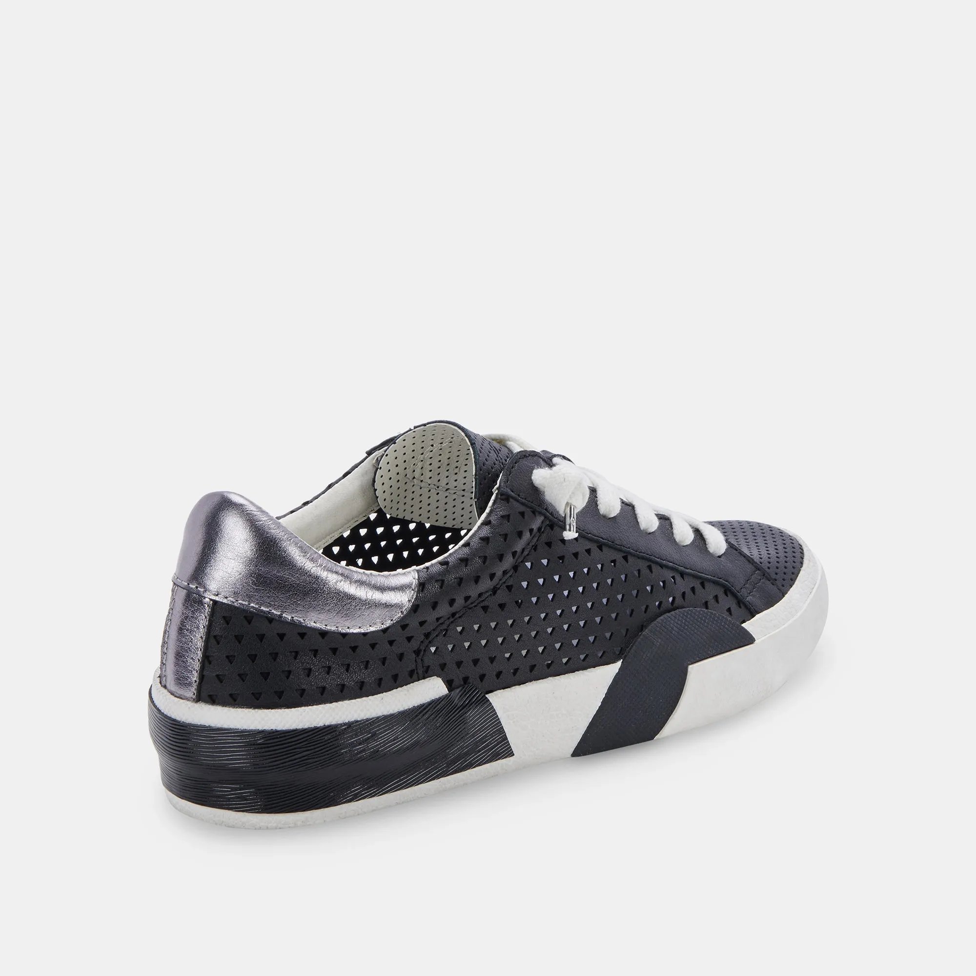 ZINA PERFORATED SNEAKERS BLACK PERFORATED LEATHER - re:vita