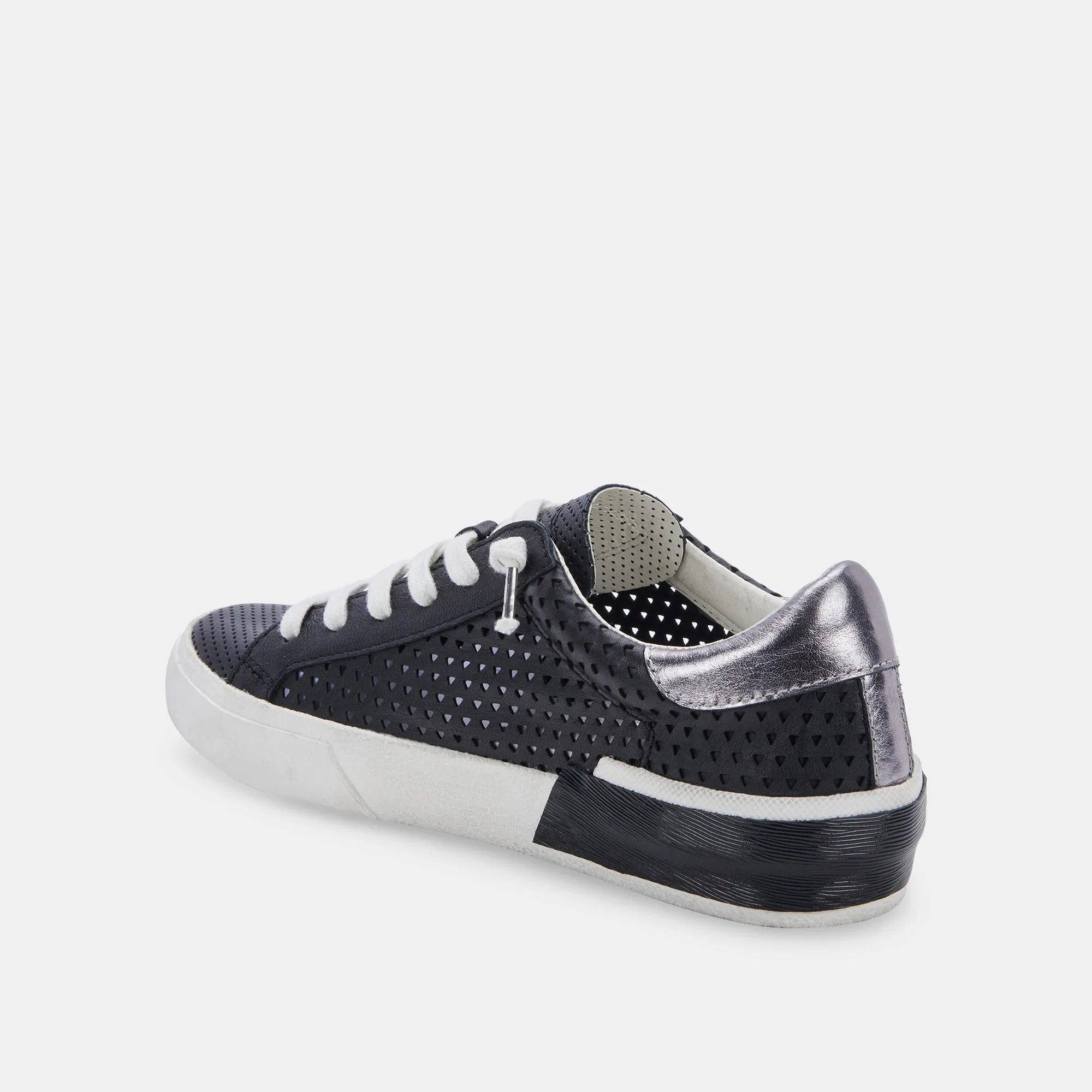 ZINA PERFORATED SNEAKERS BLACK PERFORATED LEATHER - re:vita