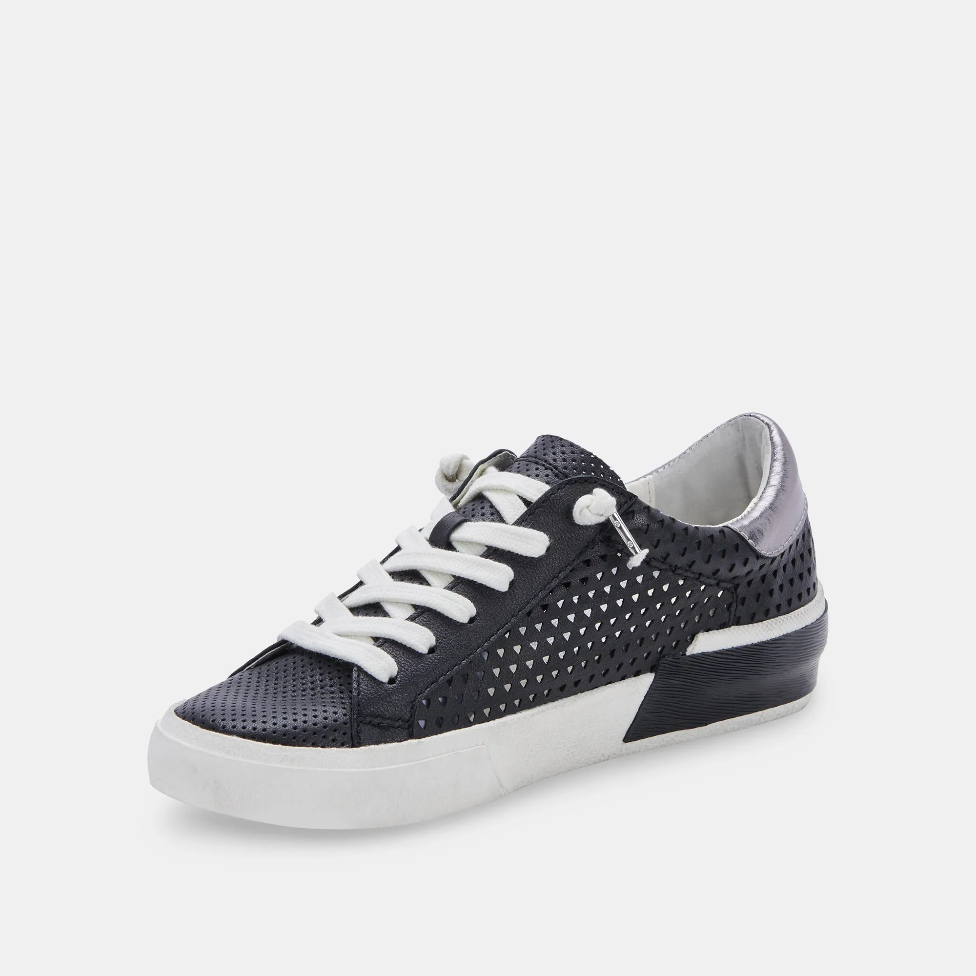 ZINA PERFORATED SNEAKERS BLACK PERFORATED LEATHER - re:vita
