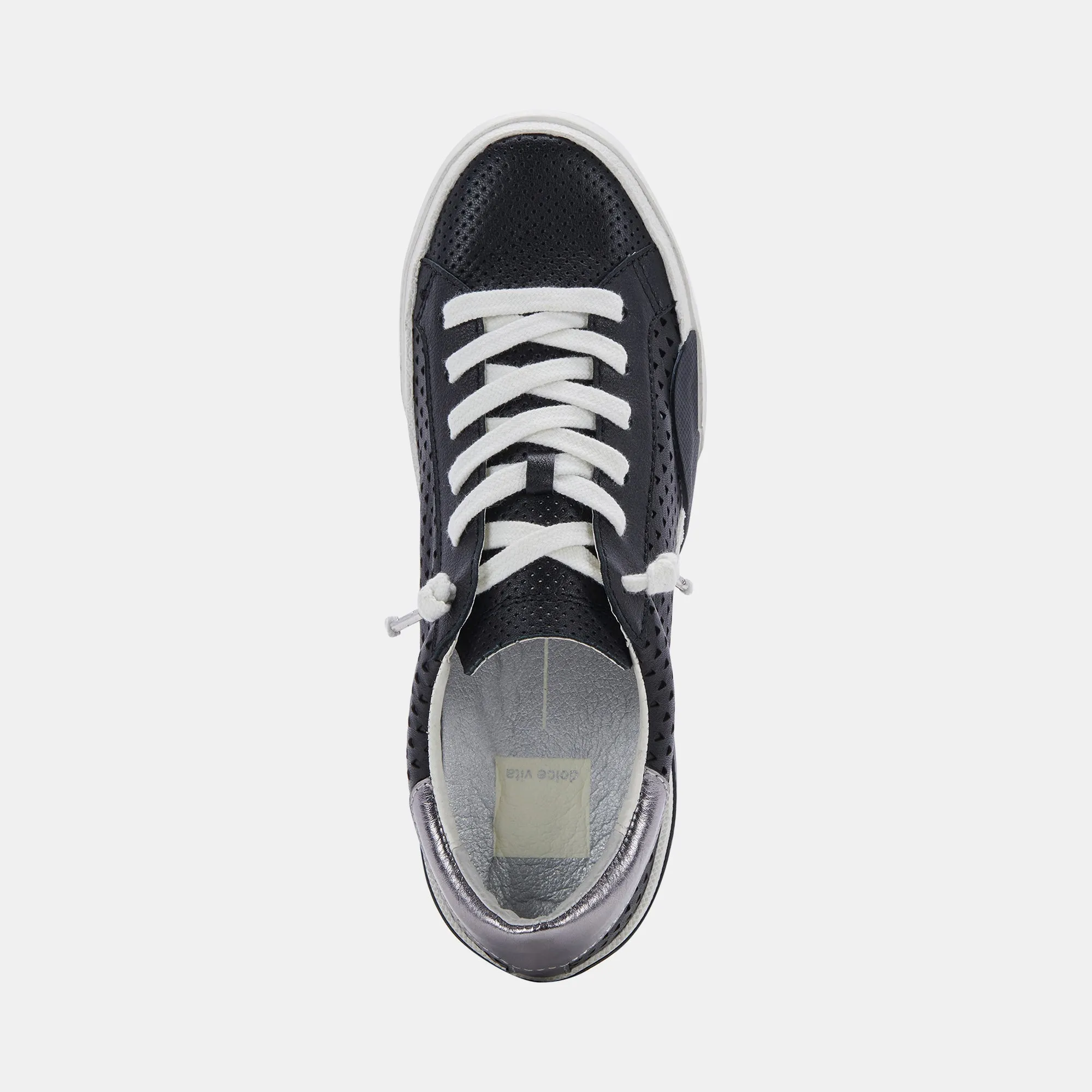 ZINA PERFORATED SNEAKERS BLACK PERFORATED LEATHER - re:vita