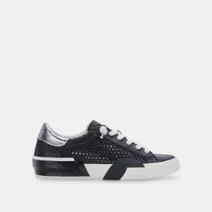 ZINA PERFORATED SNEAKERS BLACK PERFORATED LEATHER - re:vita
